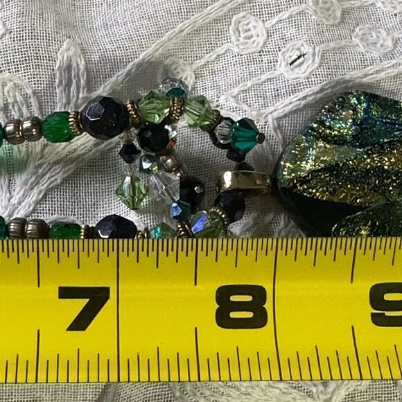 Murano Glass Pendant Necklace Crystal Beads + Earrings & Bracelet 925 Sterling - Picture 9 of 11